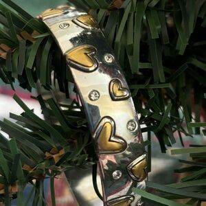 Brighton 2 tone Heart 1/2 inch wide Bangle Bracelet